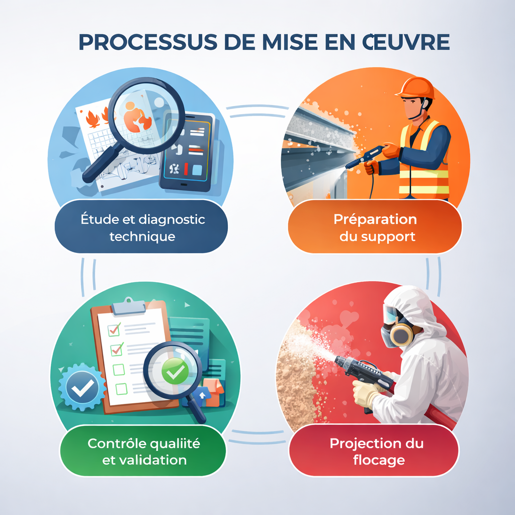 Processus de mise en œuvre du flocage coupe-feu - Étapes techniques